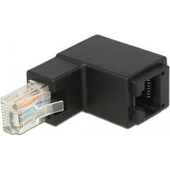 Delock RJ45 CAT6 UTP M/F adapter fekete 90°