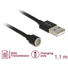 Delock USB-A 2.0 -> magnetic USB adatkábel 1.1m fekete csatlakozófej nálkül