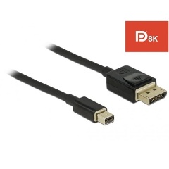 Delock Mini DisplayPort 1.4 -> Displayport 1.4 M/M video jelkábel 2m fekete