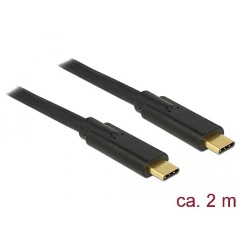 Delock USB-C 3.2 Gen1 -> USB-C 3.2 Gen1 M/M adatkábel 2m fekete (5 Gbps) 5A E-Marker