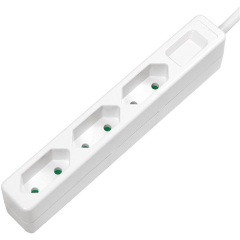 LogiLink Socket outlet 3-way, slim, 1.5m, white