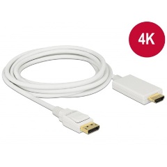 Delock DisplayPort 1.2 -> HDMI 1.4 M/M video jelkábel 3m fehér