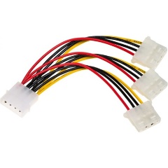 Akyga Molex Power 4pin -> 3db Molex Power 4pin M/F tápkábel 0.1m