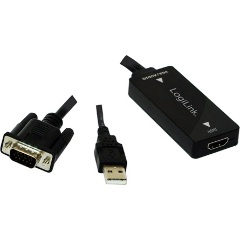 LogiLink VGA USB-A 2.0 -> HDMI M/F adapter fekete