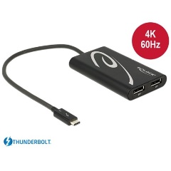 Delock Thunderbolt 3 -> Displayport 1.2 M/F adapter 0.27m fekete 4K 60Hz