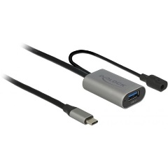 Delock USB-C -> USB-A 3.2 Gen 1 M/F aktív adatkábel hosszabbító 5m fekete