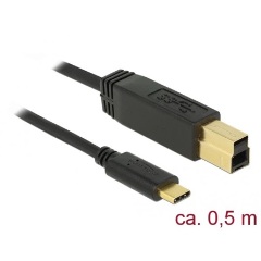 Delock USB-C 3.2 Gen2 -> USB-B 3.2 Gen2 M/M adatkábel 0.5m fekete