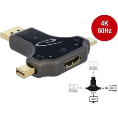 Delock USB-C Displayport DisplayPort mini -> HDMI 2.0 M/F adapter fekete