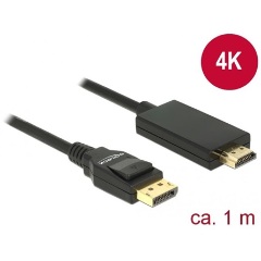 Delock DisplayPort 1.2 -> HDMI 1.4 M/M video kábel 1m fekete