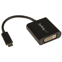 StarTech USB-C / Thunderbolt -> DVI-D M/F adapter 0.3m fekete