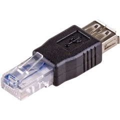 Akyga AK-AD-27 USB-A 2.0 -> RJ45 F/M adapter fekete