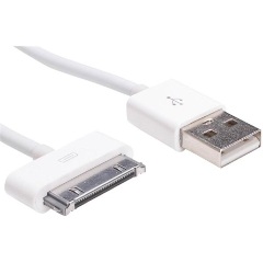 Akyga AK-USB-08 Apple 30pin -> USB-A 2.0 M/M adatkábel 1m fehér