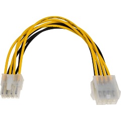 Akyga AK-CA-08 Power 8pin -> Power 8pin F/M tápkábel hosszabbító 0.2m sárga-fekete