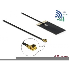 Delock WLAN 802.11 ac/ax/a/h/b/g/n Antenna, MHF® I csatlakozódugó, 2,7 - 3,0 dBi, 1.13 15 cm-es NYÁK Delock WLAN 802.11 ac/ax/a/h/b/g/n Antenna, MHF® I csatlakozódugó, 2,7 - 3,0 dBi, 1.13 15 cm-es NYÁK