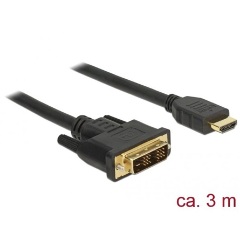 Delock kétirányú HDMI 1.4 <-> DVI-D M/M video kábel 3m fekete