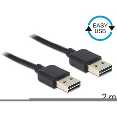 Delock Easy-USB A -> Easy-USB M/M adatkábel 2m fekete Delock Easy-USB A -> Easy-USB M/M adatkábel 2m fekete
