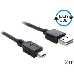 Delock Easy-USB A -> USB-B 2.0 mini M/M adatkábel 2m fekete