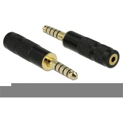 Delock Jack stereo 4,4mm (5pin) -> Jack stereo 2,5mm (4pin) M/F adapter fekete
