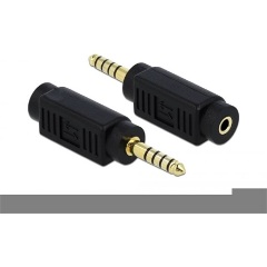 Delock Jack stereo 4,4mm (5pin) -> Jack stereo 3,5mm (3pin) M/F adapter fekete