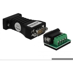 Delock Serial RS-232 DB9 -> Serial RS-485 F/M adapter fekete ESD védelemmel 15kV