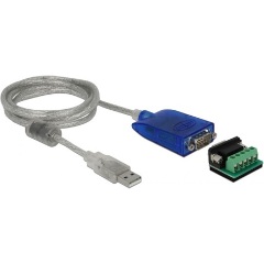 Delock USB-A 2.0 -> Serial RS-232/RS422/RS485 M/M adapter 1.5m ezüst túlterhelés védelemmel