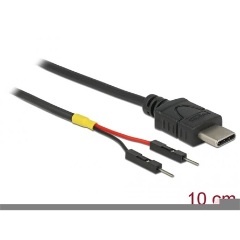 Delock USB-C -> Pinheader 2pin M/M tápkábel 0.1m fekete Delock USB-C -> Pinheader 2pin M/M tápkábel 0.1m fekete