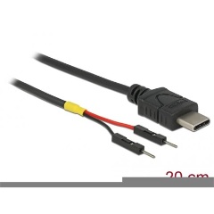 Delock USB-C -> Pinheader 2pin M/M tápkábel 0.2m fekete Delock USB-C -> Pinheader 2pin M/M tápkábel 0.2m fekete