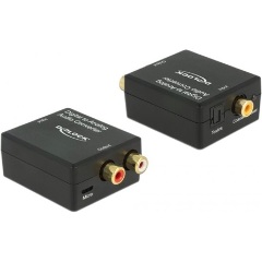 Delock S/PDIF Coaxial Toslink Standard USB-B 2.0 micro -> 2db RCA F/F adapter fekete