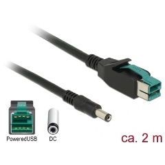 Delock Powered USB 12V -> DC 5,5 x 2,1mm M/M tápkábel 2m fekete