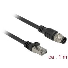 Delock RJ45 CAT5e S/FTP -> M12 M/M adatkábel 1m fekete