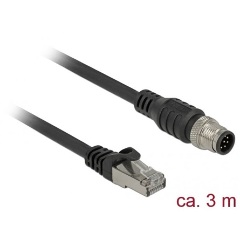 Delock RJ45 CAT5e S/FTP -> M12 M/M adatkábel 3m fekete