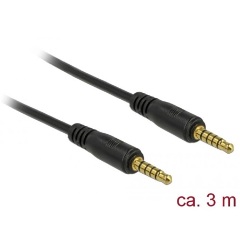 Delock Jack stereo 3,5mm (5pin) -> Jack stereo 3,5mm (5pin) M/M audio kábel 3m fekete