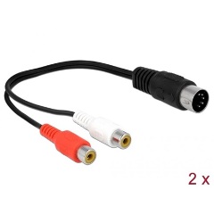 Delock DIN -> 2db RCA M/F adapter 0.2m fekete