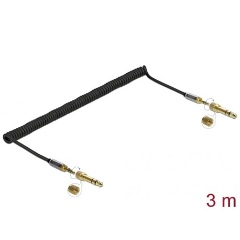 Delock Jack stereo 3,5mm (3pin) -> Jack stereo 3,5mm (3pin) M/M audio kábel 3m fekete +6,35mm adapter