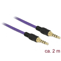 Delock Jack stereo 3,5mm (4pin) -> Jack stereo 3,5mm (4pin) M/M audio kábel 2m lila