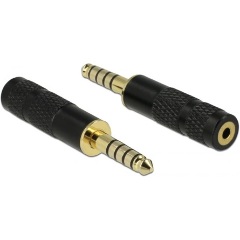 Delock Jack stereo 4,4mm (5pin) -> Jack stereo 2,5mm (4pin) M/F adapter fekete