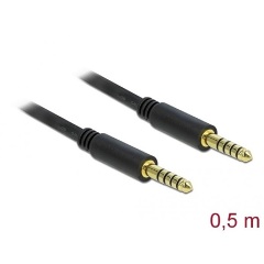 Delock Jack stereo 4,4mm (5pin) -> Jack stereo 4,4mm (5pin) M/M audio kábel 0.5m fekete