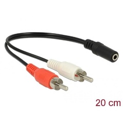 Delock 2db RCA -> Jack stereo 3,5mm M/F adapter 0.2m fekete