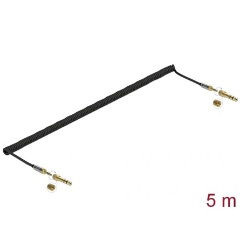 Delock Jack stereo 3,5mm (3pin) -> Jack stereo 3,5mm (3pin) M/M audio kábel 5m fekete +6,35mm adapter