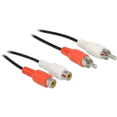 Delock 2db RCA -> 2db RCA M/F audio kábel hosszabbító 5m fekete