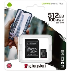 Kingston 512GB Canvas Select Plus Class 10 UHS-1 microSDXC memóriakártya