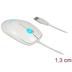 Delock Optika LED-es egér 3 gombos, A-típusú USB, fehér színu