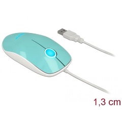 Delock Optika LED-es egér 3 gombos, A-típusú USB, türkiz színu