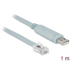 Delock USB-A 2.0 -> Serial RS-232 RJ45 M/M adatkábel 1m szürke