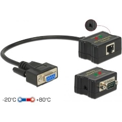 Delock Serial RS-232 DB9 -> RJ45 F/F extender fekete 1 pár, ESD védelem, 1200m