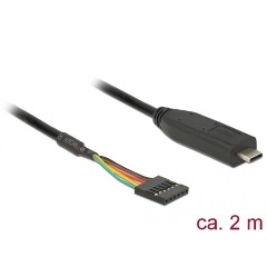 Delock USB-C -> TTL 5V M/F adatkábel 2m fekete