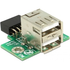Delock USB-A Pinheader 9pin -> 2db USB-A 2.0 F/F adapter