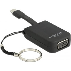 Delock USB-C / Thunderbolt -> VGA M/F adapter 0.03m fekete DP Alt Mode; Key Chain