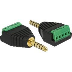 Delock Jack stereo 4,4mm (5pin) -> Terminal block 5pin M/F adapter fekete