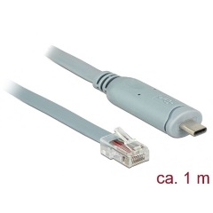 Delock USB-C -> Serial RS-232 RJ45 M/M adatkábel 1m szürke